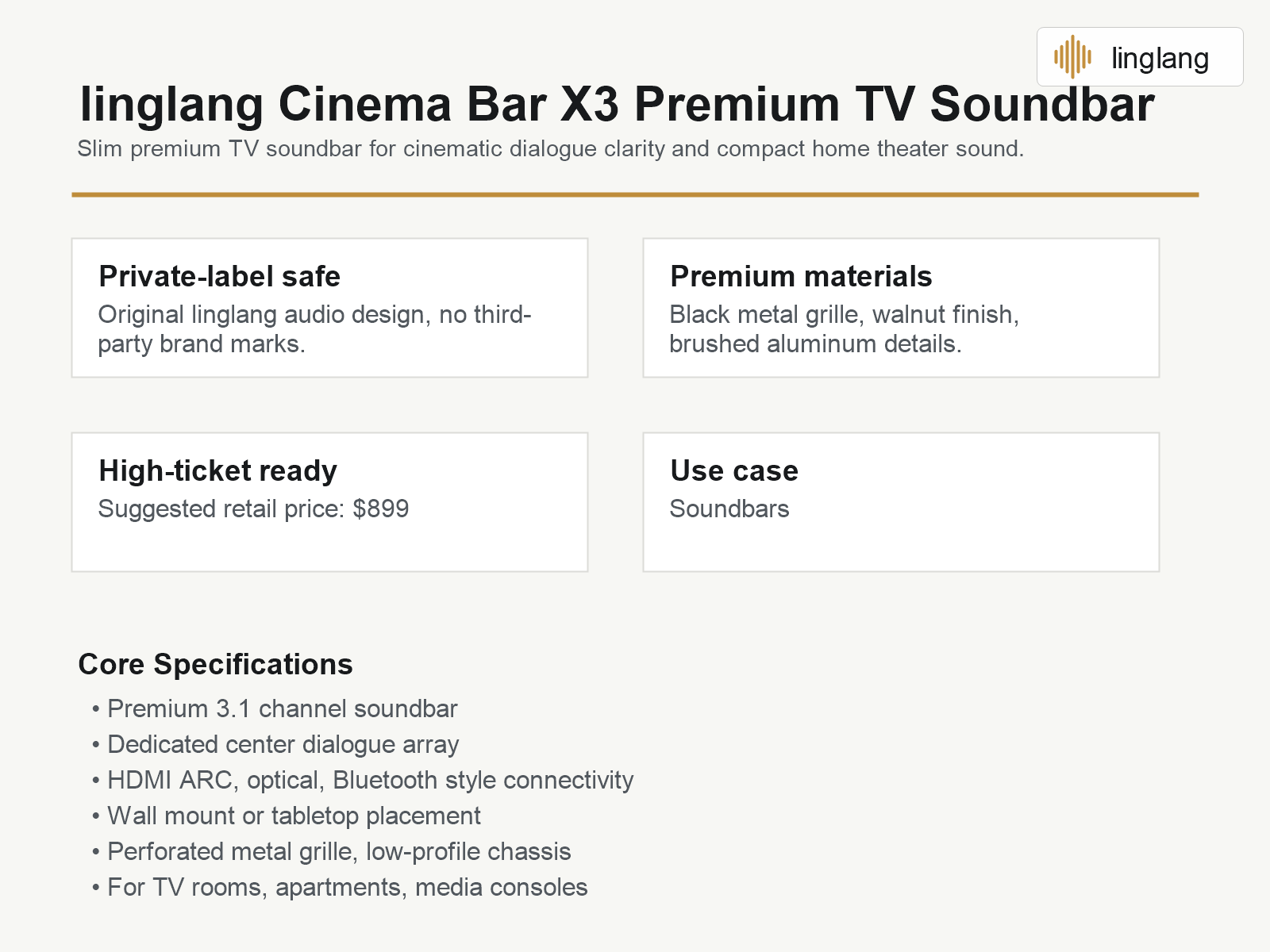 Linglang Cinema Bar X3 Specifications